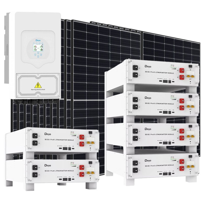 Kit fotovoltaico Off Grid + On Grid 6000-9000W DEYE PRO accumulo 30.72kWh Baita Casa Kit anti Lockdown Energetico