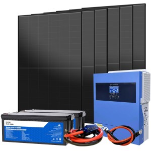 Kit Fotovoltaico 24V 2700W Inverter 4kW 230V e Batterie LiFePo4 5.12kWh Off Grid Baita Casa Isolata