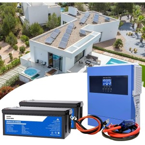 Kit Fotovoltaico 24V 2700W Inverter 4kW 230V e Batterie LiFePo4 5.12kWh Off Grid Baita Casa Isolata