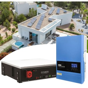 48V 4500W Photovoltaic Kit with 6kW 230V Inverter and 5.12kWh LiFePo4 Batteries Off Grid Isolated House Cabin