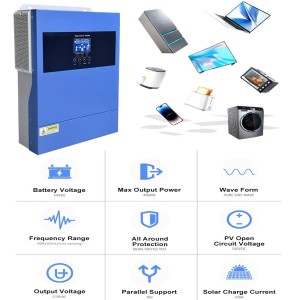 Kit Fotovoltaico 24V 2000W Inverter 4kW 230V e Batterie LiFePo4 2.56kWh Off Grid Baita Casa Isolata