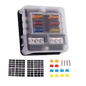 6-way fuse holder for automotive flat fuses with LED display OF012826