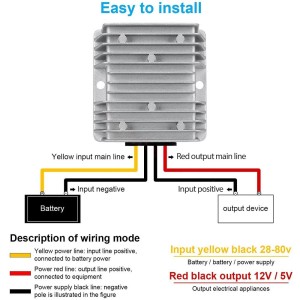 Topsolar Riduttore di Tensione da 24V a 12V 10A 120W IP68