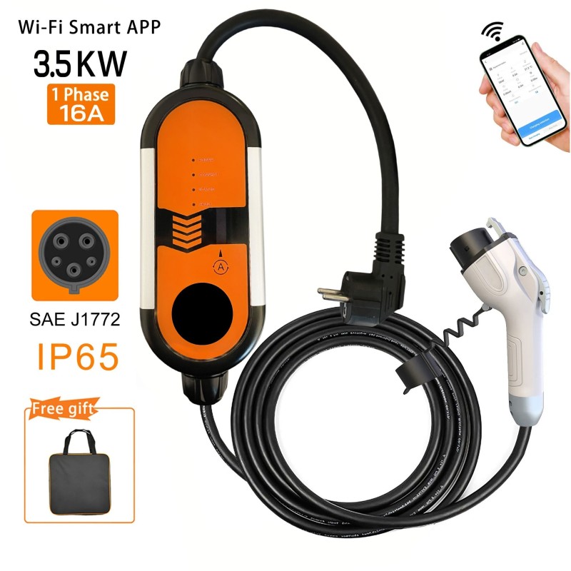 Caricabatterie auto elettrica 3,5kW spina CE 16A Cavo 5m Presa tipo 2 EU