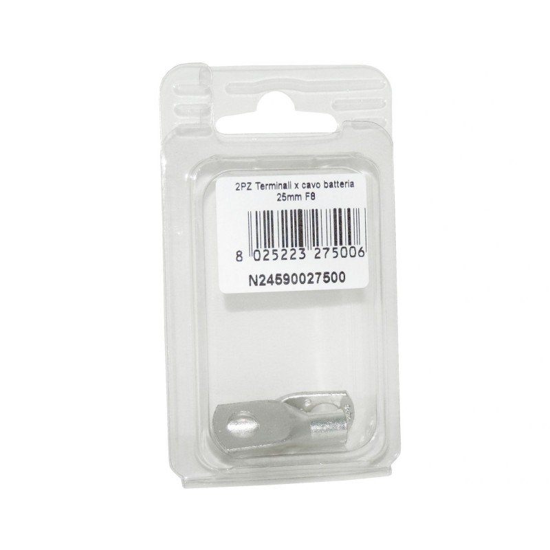 Kit 2 Terminali Cavo Batteria 25 mmq Foro 8 mm
