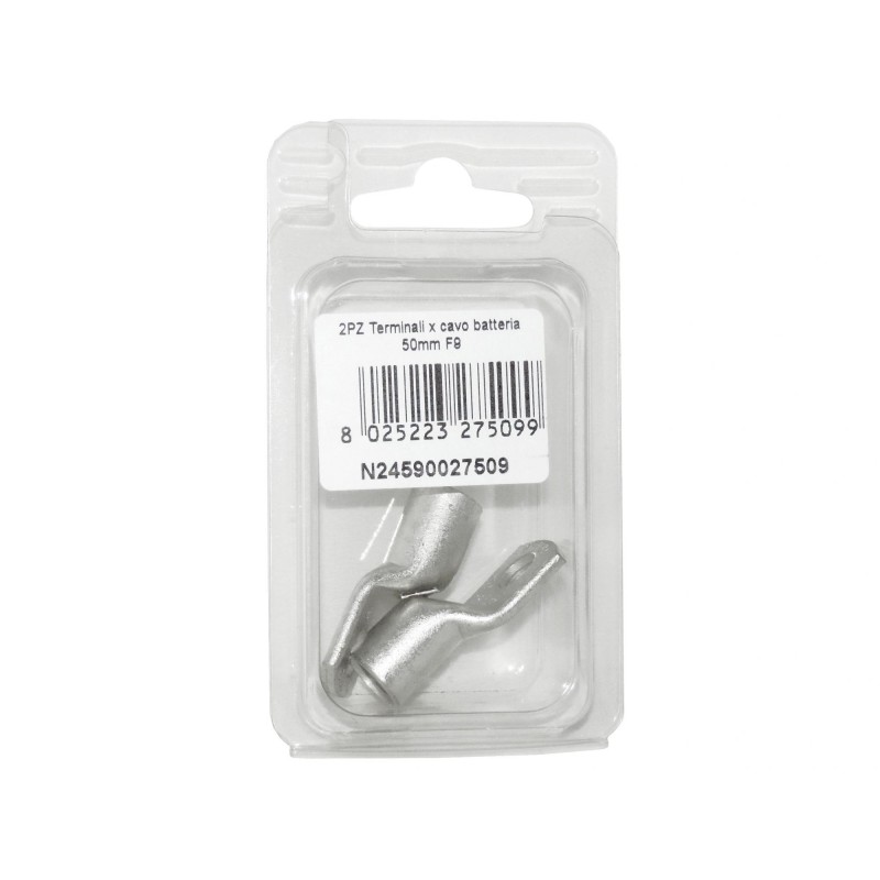 Kit 2 Terminali Cavo Batteria 50mmq Foro 8mm