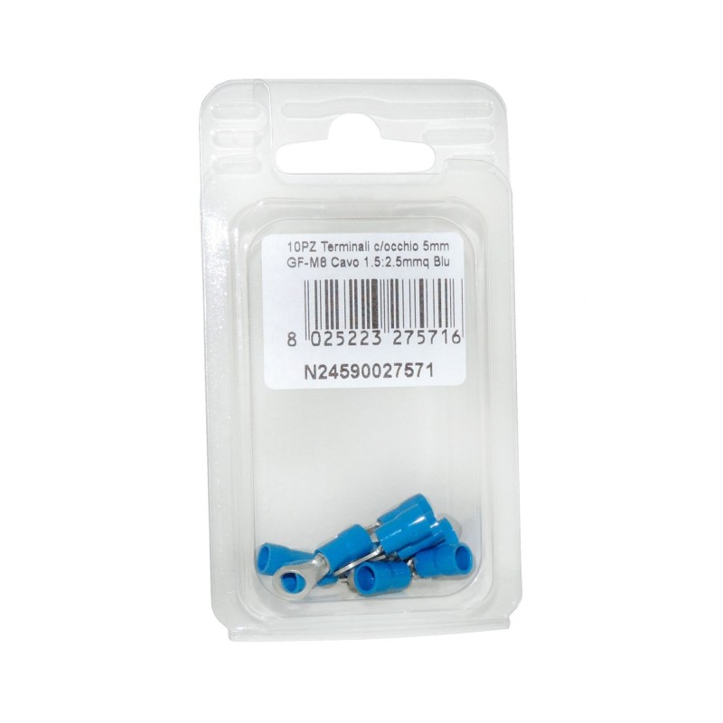 10pz Terminale blu 1.5:2.5mmq BF-M5 con occhio per cavi