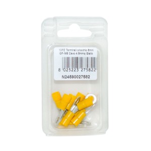 10pz Terminale Giallo 4:6mmq GF-M6 con occhio per cavi in rame