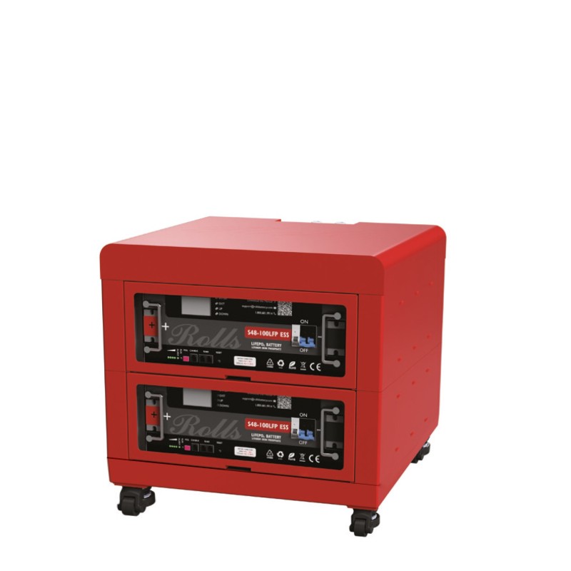 Rolls LiFePo4 10.24kWh 2x 100Ah 48V 5.12kWh Banco Batterie al Litio con armadio rack di 8U