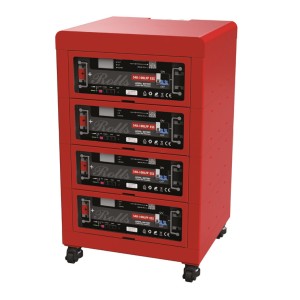 Rolls LiFePo4 20.48kWh 4x 100Ah 48V 5.12kWh Banco Batterie al Litio con armadio rack di 16U