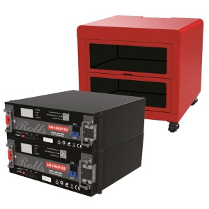 Rolls LiFePo4 10.24kWh 2x 100Ah 48V 5.12kWh Banco Batterie al Litio con armadio rack di 8U