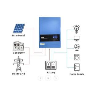 TopSolar 48V 6200VA Inverter Ibrido a 230V MPPT 120A 500Vdc per 6400W fotovoltaico