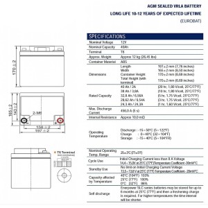 Enerpower SLC 40-12 12V 40Ah C20 AGM VRLA Battery