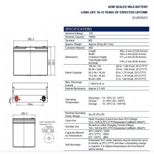 Enerpower SLC 100-12S Batteria AGM 12V 100Ah C20