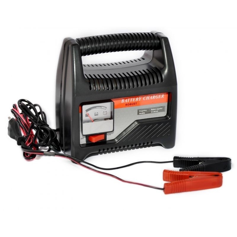 Caricabatterie Portatile 6-12V 8A con Amperometro per Batterie ad Acido