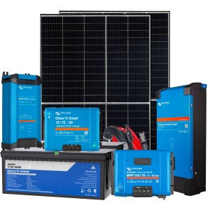 Kit Fotovoltaico M1+ 12V 820W per alimentare Camper Barca All-in-One accumulo 5120Wh Inverter 1600