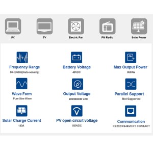 48V 11kW Inverter Ibrido Off-Grid a 230V MPPT 120A 160A integrato con WiFi