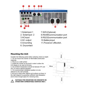 48V 11kW Inverter Ibrido Off-Grid a 230V MPPT 120A 160A integrato con WiFi