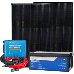 Kit Camper Barca 12V 300W + LiFePO4 200Ah + SmartSolar MPPT 100/30 + Kit Cavi 4mmq