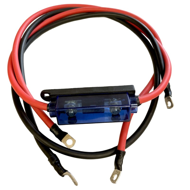 Coppia cavi rosso e nero da 25mmq 200cm con fusibile per inverter
