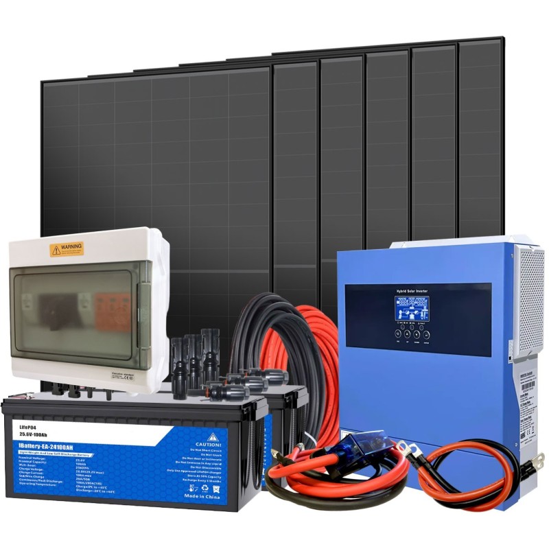 Kit Off Grid Baita Casa 24V 2640W PLUS con Inverter 4kVA Batteria LiFePO4 5.12kWh