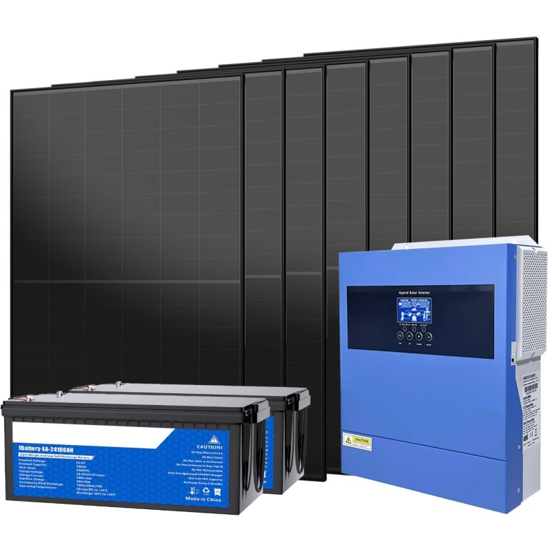 Kit Off Grid Baita Casa 24V 3520W con Inverter 4kVA Batteria LiFePO4 5,12kWh