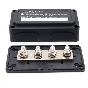 BusBar Box 4xM8 Scatola di distribuzione collegamento cavi 48V max 200A Nero