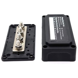 BusBar Box 4xM8 Scatola di distribuzione collegamento cavi 48V max 200A Nero