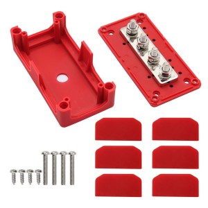 BusBar Box Rot 4xM8 Scatola di distribuzione collegamento cavi 48V max 200A Rosso