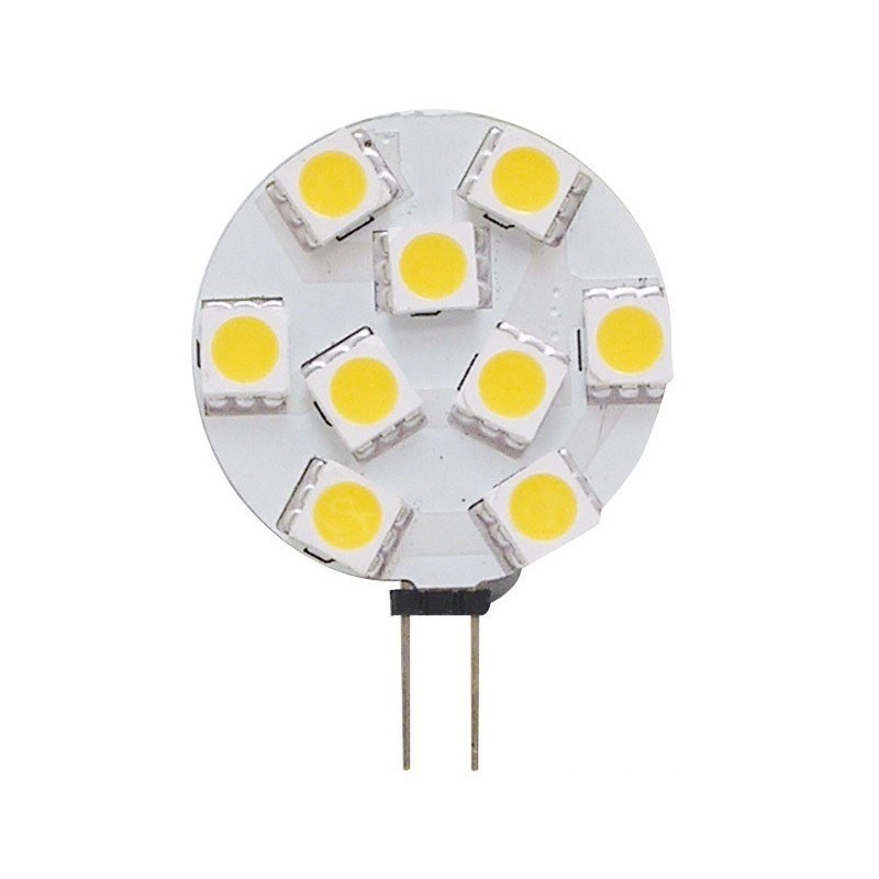 Lampadina 12/24V 1,6W 2700K 9LED G4 Ø 28mm attacco laterale
