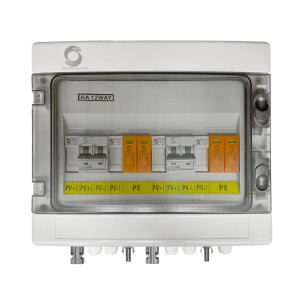 Quadro elettrico DC Campo 500VDC 2 stringhe indipendenti 16+16A con sezionatori fusibili e scaricatori