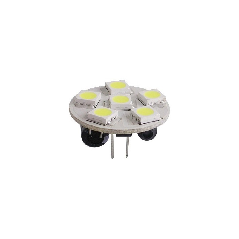 Lampadina 12/24V 1,2W 2700K 6LED G4 Ø 24mm attacco posteriore