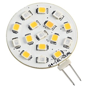 Lampadina G4 16 LED colore Bianco/Blu 12V 1,6/0,8W 3000K