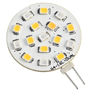 Lampadina G4 16 LED colore Bianco/Rosso 24V 1,6/0,7W 3000K