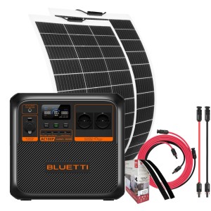 Bluetti AC180P + 2 Pannelli Flex 150W + Kit Connessione 5mt Power Station Premium Portatile 1440Wh 1800W
