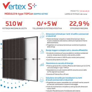 Trina Solar TSM-NEG18R.28 510W Vertex S+ Single-Sided Topcon Module Black Frame TSM-510 NEG18R.28