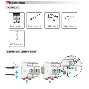 GoodWe HK3000 120A 40mA 230/400Vac HomeKit 3000 Smart meter con Wifi/LAN per registrazione consumi