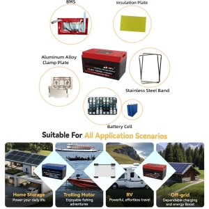 AST-100 Batteria al litio 12.8V 100A 1280Wh Smontabile Collegabile in serie