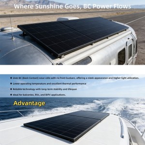 SZBC-200 Pannello fotovoltaico 200W 12V Back Contact per veicoli e Off-Grid