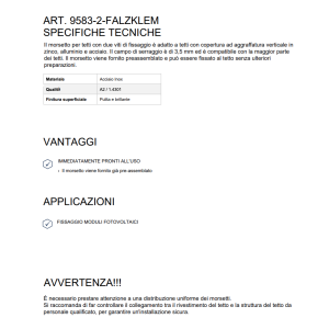 Gancio per lamiera Aggraffata AISI304 9583-2-FALZKLEM