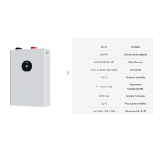 Deye SE-F5-PRO C Version Batteria LifePO4 51,2V ad Alte Prestazioni per solare OffGrid LV