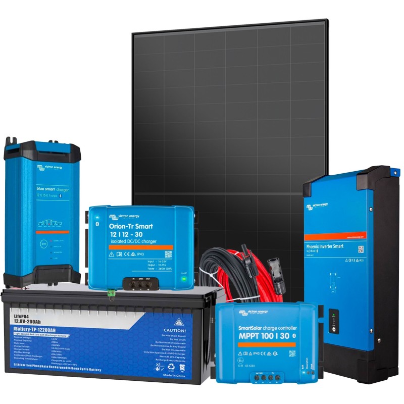 12V 450W All-in-One 2560Wh Storage 1600W Inverter G1+ Photovoltaic Kit to power Camper Boat