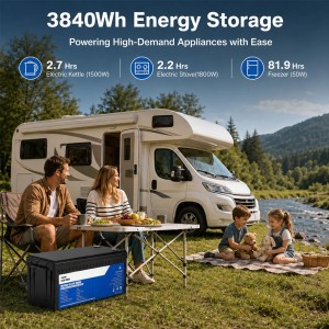 Batteria LiFePO4 12V 300Ah con 120A BMS 12.8V 3840Wh