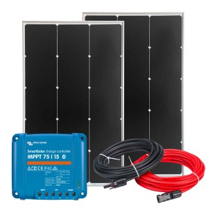 12V 220W BC Solar Kit + 15A MPPT SmartSolar Charger + Cable Kit