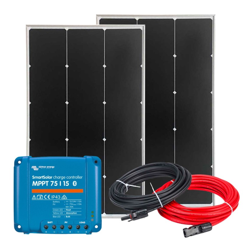 Kit Camper 12V 220W BC + SmartSolar MPPT 15A + Kit Cavi