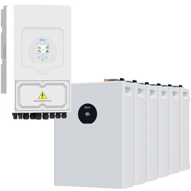 DEYE Sistema di accumulo 30.72kWh Inverter 6kW SG05LP1 + 6 SE-F5-Pro-C