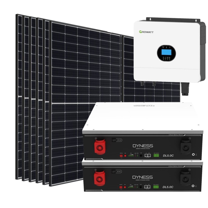 Growatt Dyness 6000-5400W Off Grid Photovoltaic Kit with 10.24kWh Storage for Home Cabin Anti-Lockdown Energy Kit